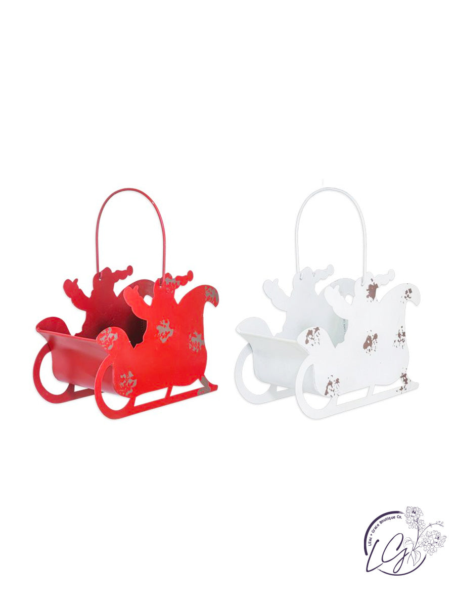 Santa's Silhouette Sleigh Basket