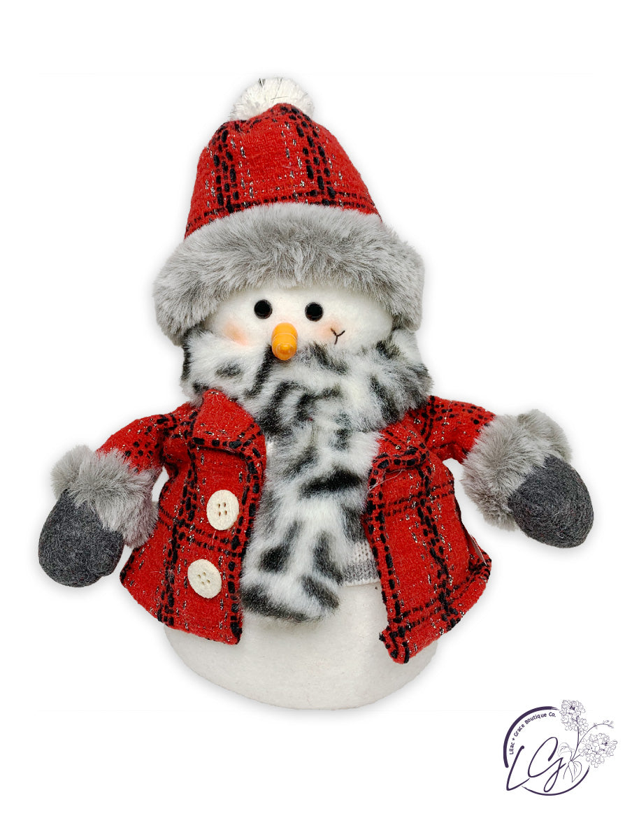 Faux Fur Scarf Snowman Tabletop