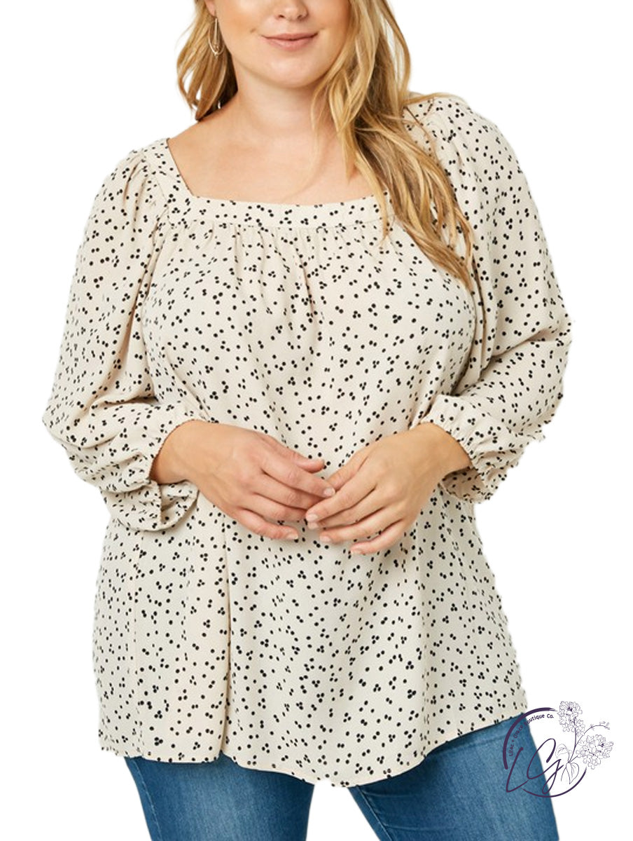 Curvy Speckled Harmony Square Neck Blouse