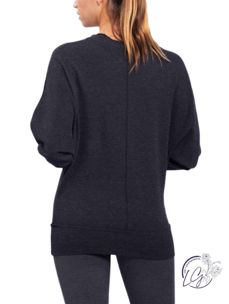 Waffle-Knit Pullover with Dolman Sleeves