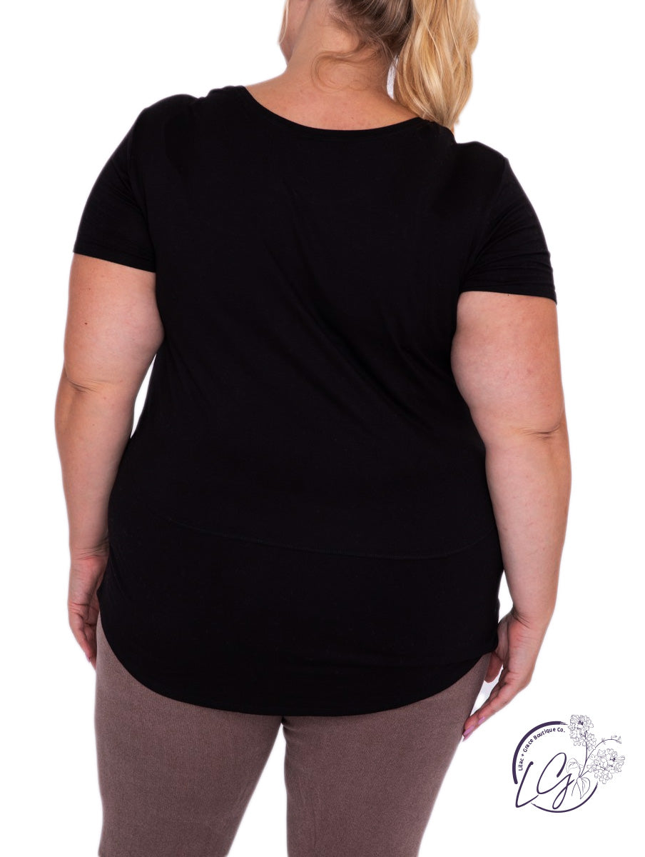 Curvy Short Sleeve High-Low Top