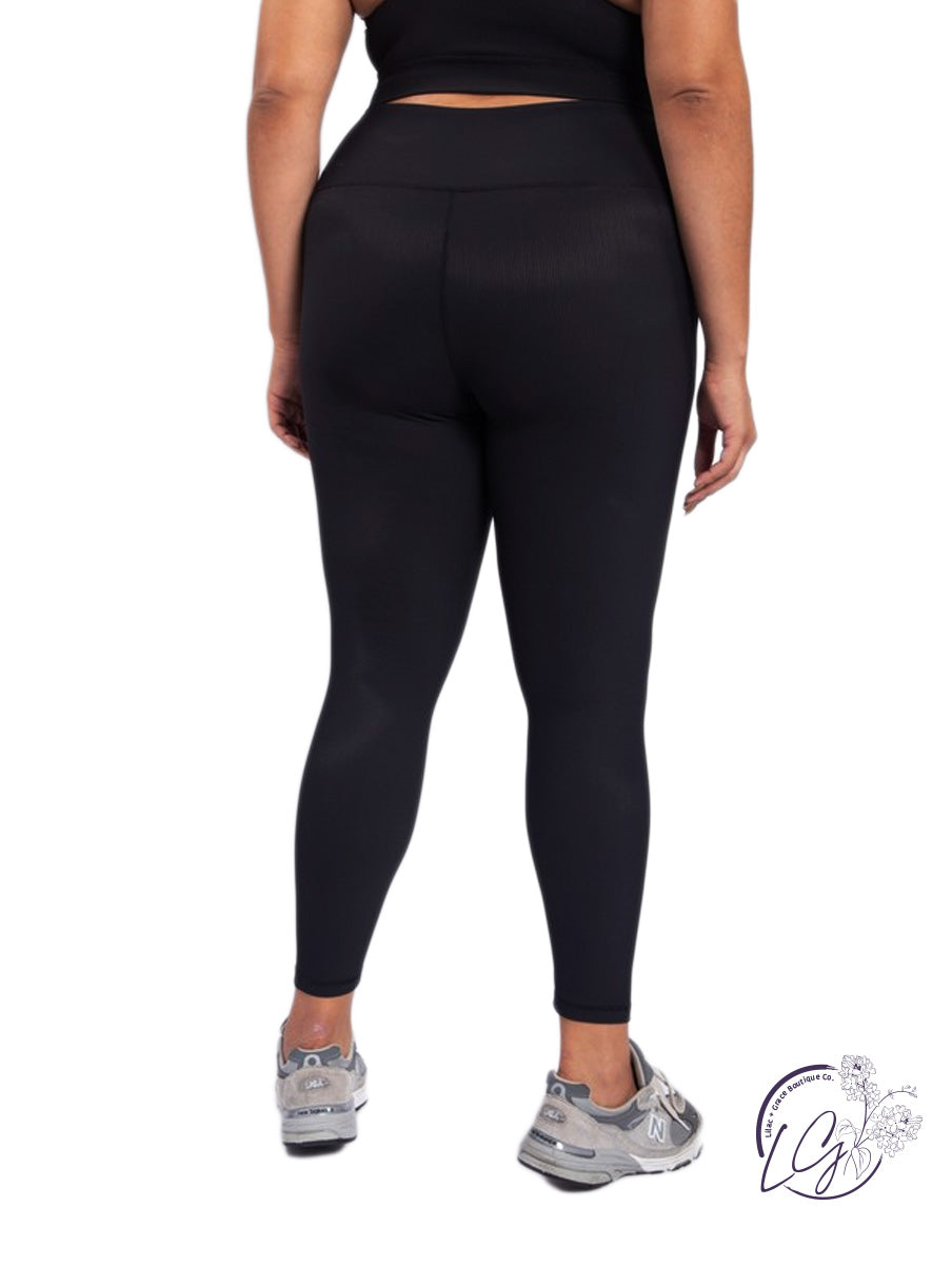 Curvy Micro Ribbed Lycra-Blend High-Rise Leggings