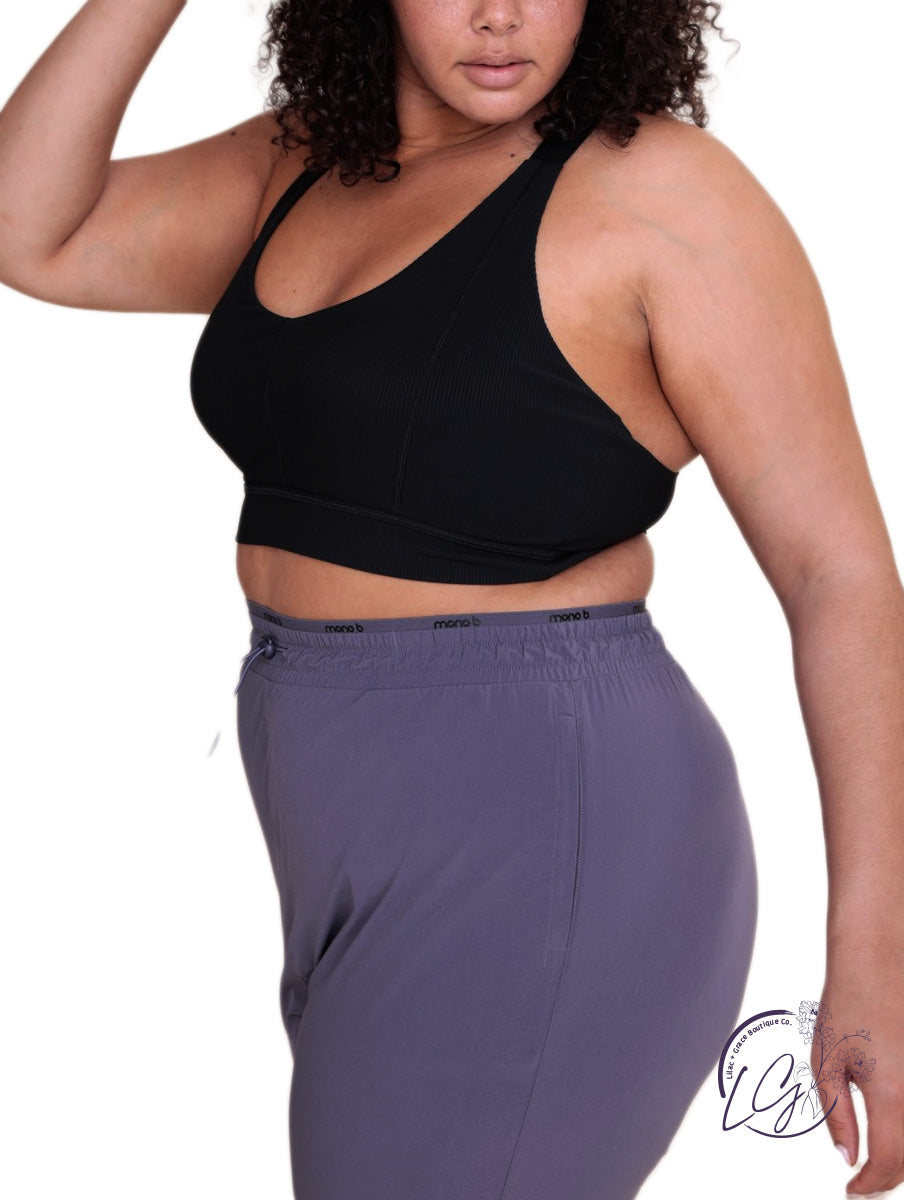 Curvy Micro Ribbed Lycra-Blend Sports Bra