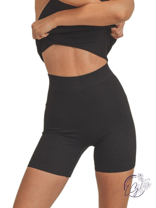 Ribbed Seamless High-Rise Biker Shorts