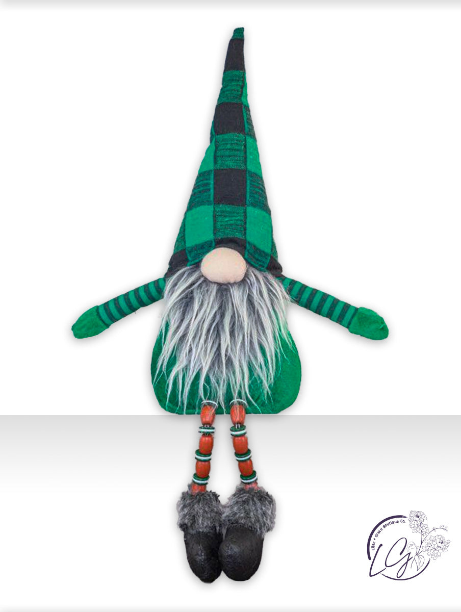 Christmas Green Gnome Button Legs