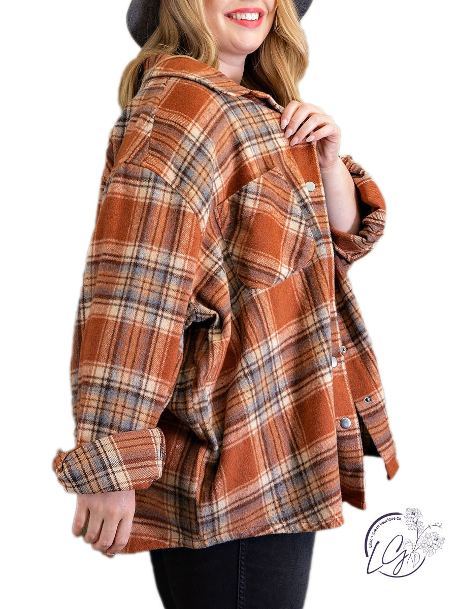 Curvy Warming Up Flannel Shacket