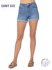 Curvy Leona High-Rise Cuffed Shorts by Judy Blue