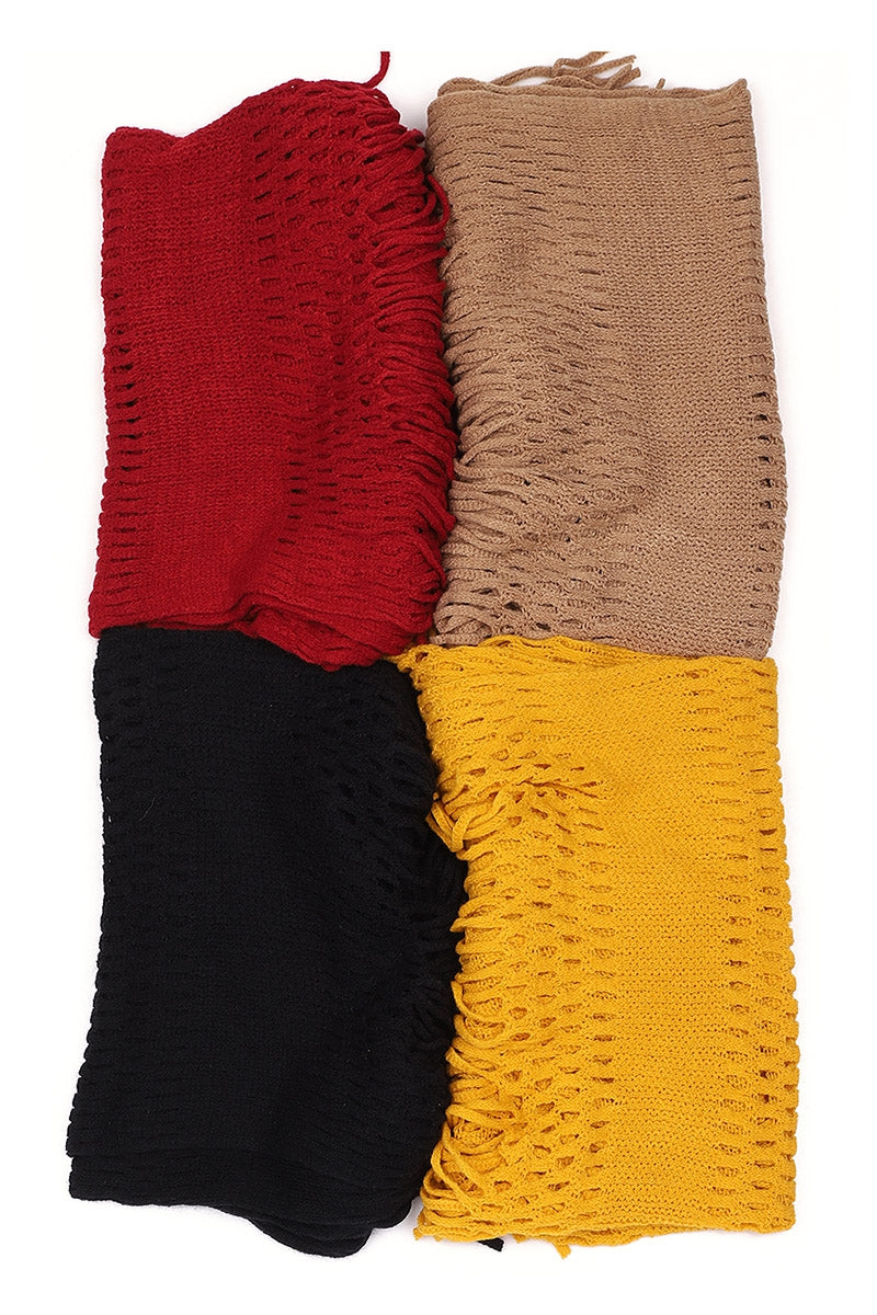 Emma Fringe Knit Soft Infinity Scarf