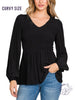 Curvy Lightweight Dream Smocked Bubble Sleeve Top