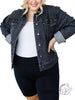 Curvy Greyson Black Denim Cropped Jacket By Judy Blue