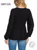 Curvy Lightweight Dream Smocked Bubble Sleeve Top