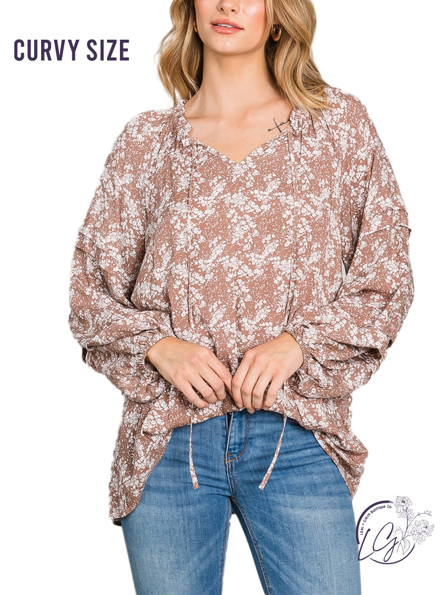 Curvy Meadow Song Floral Blouse