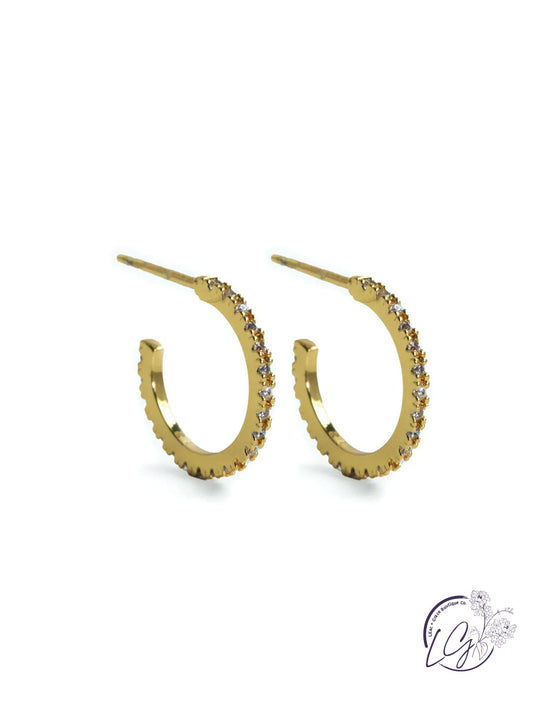 Small Delicate Pave Hoops