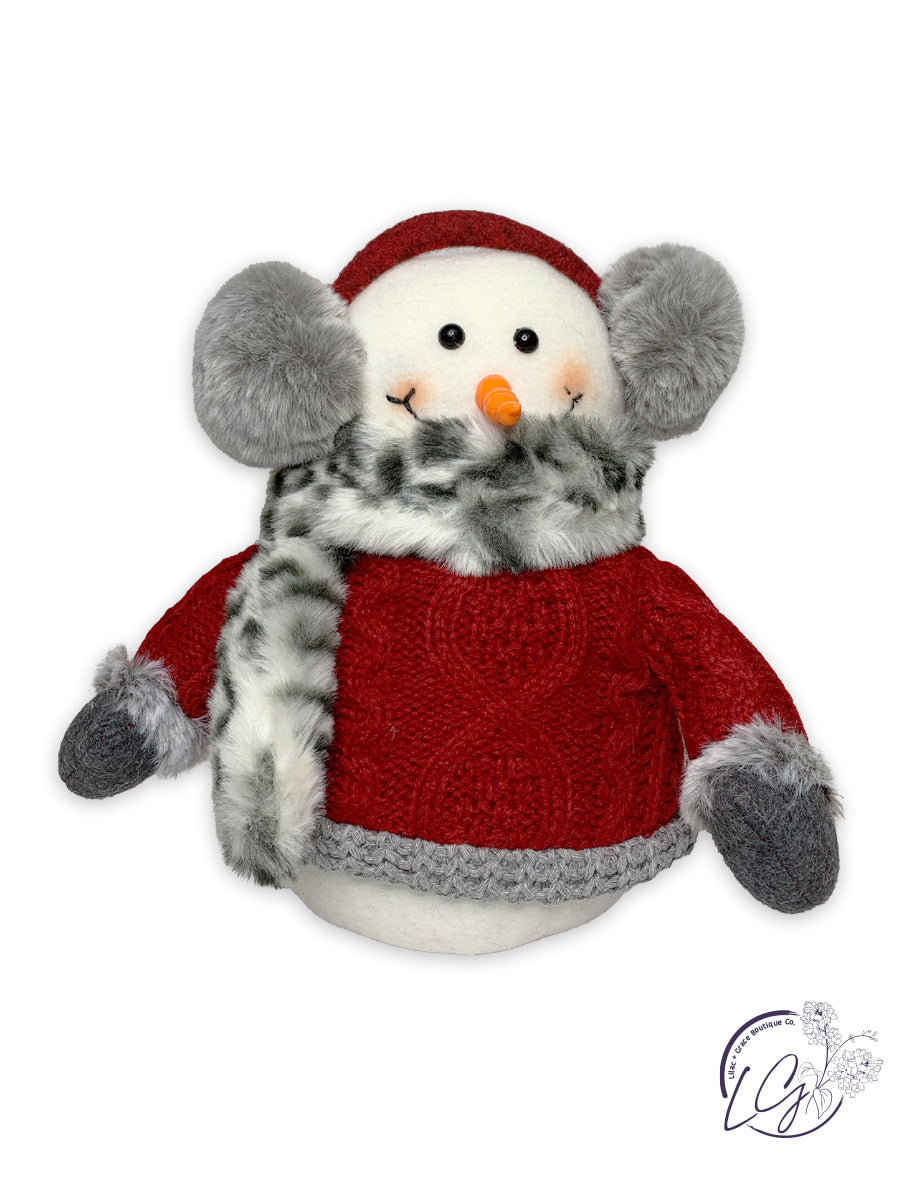 Faux Fur Scarf Snowman Tabletop