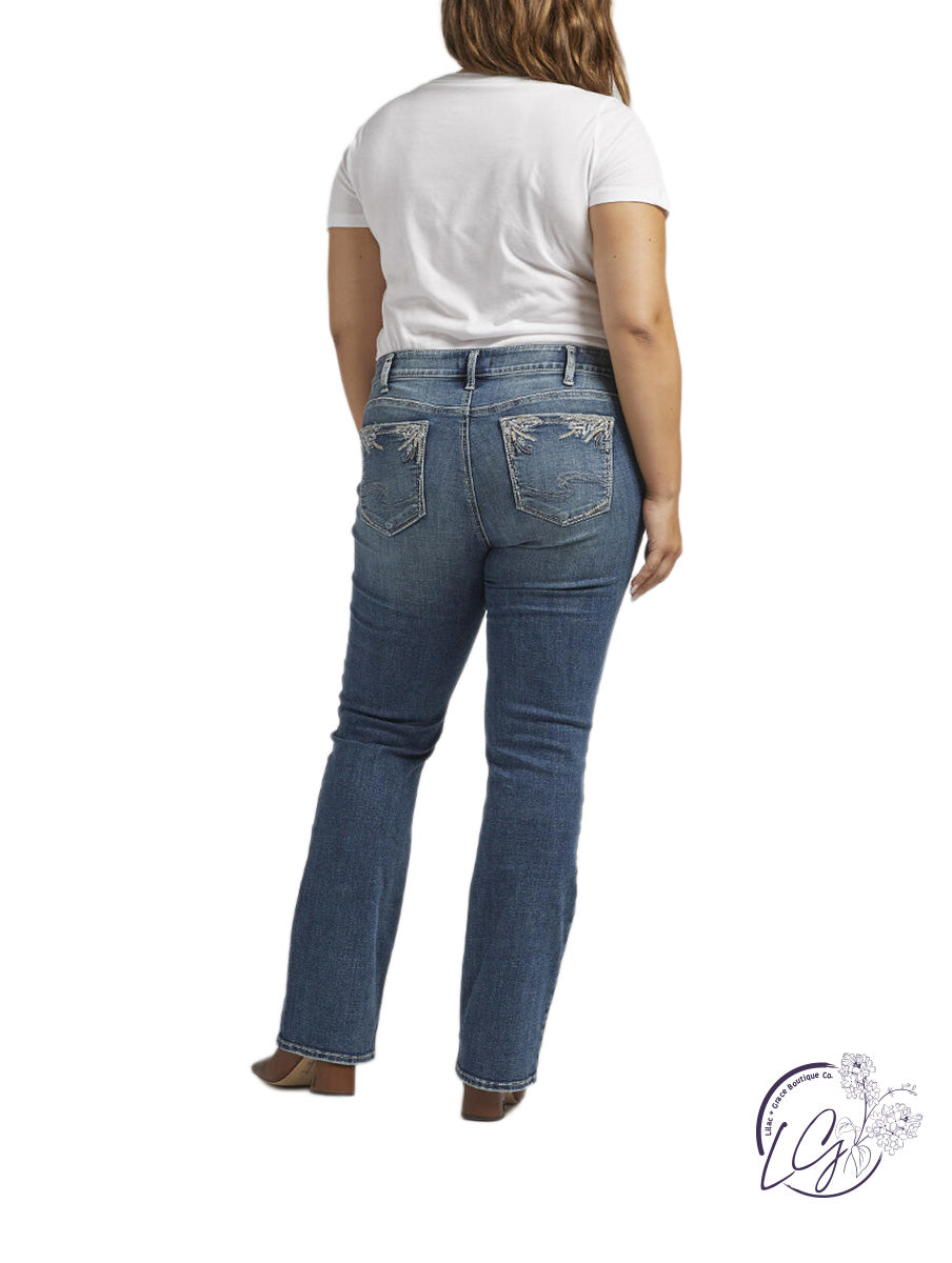 Curvy Elyse Mid Rise Slim Bootcut Jeans