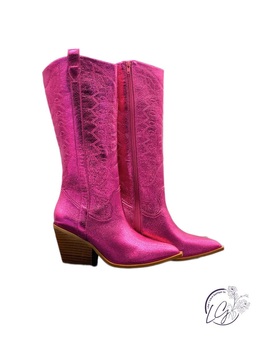 Howdy in Fuchsia Metallic Silver by Corky’s