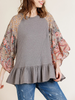 One Day at a Time Floral Top in Mocha Grey