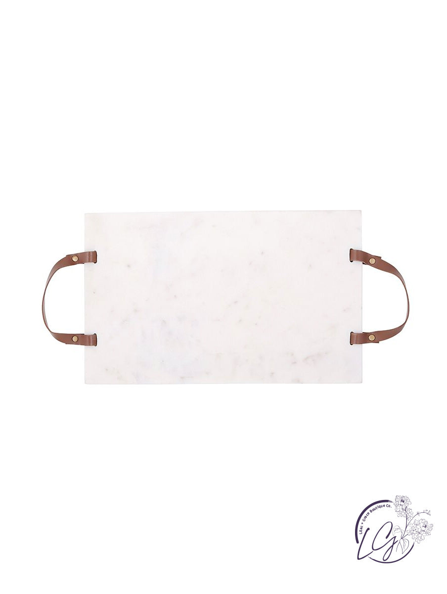 Marble Board with Leather Handles