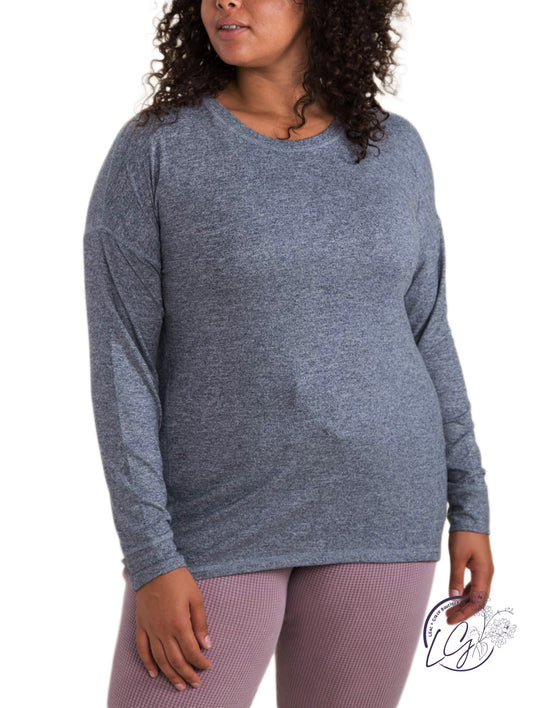 Curvy Brushed Crew Neck Long Sleeve Top