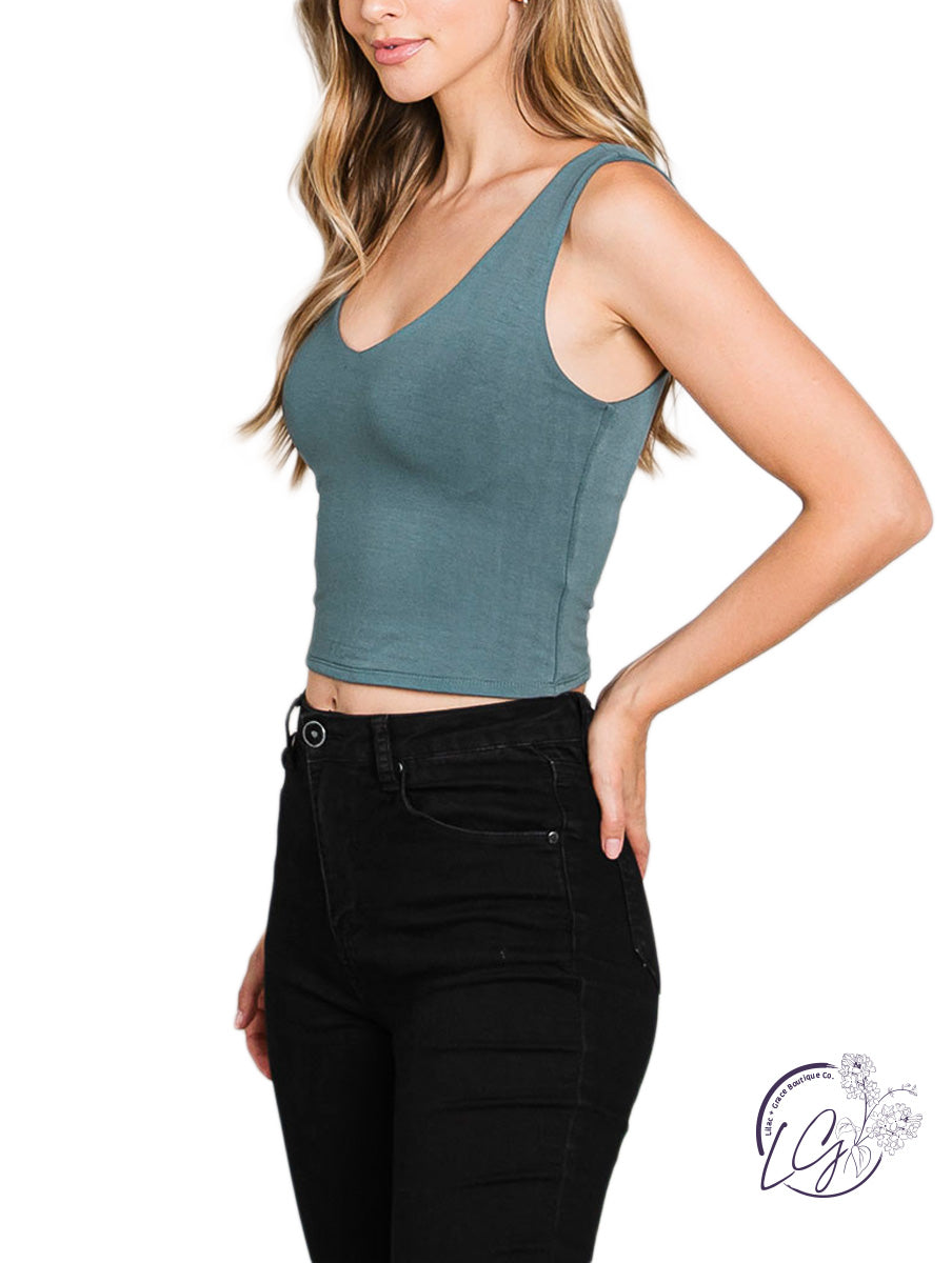 Sunny Days Cropped V-Neck Tank