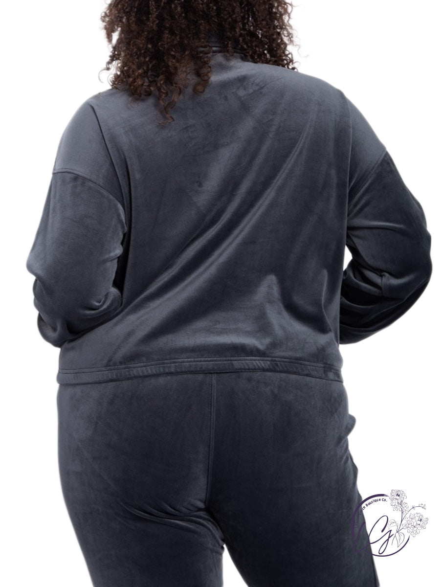 Curvy Velour 3/4 Zip Pullover