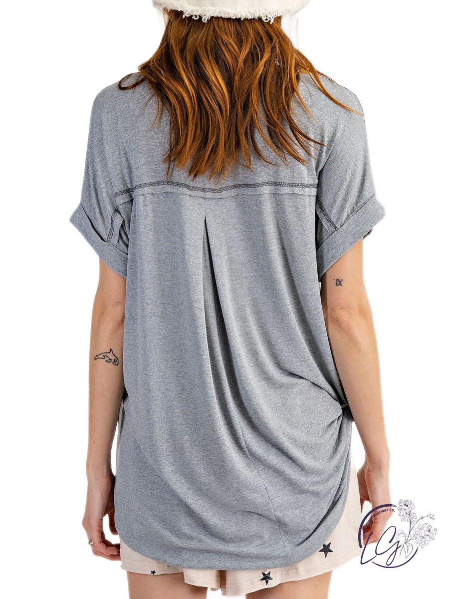 Curvy Into The Light Short Sleeve Hi Low Hem Top