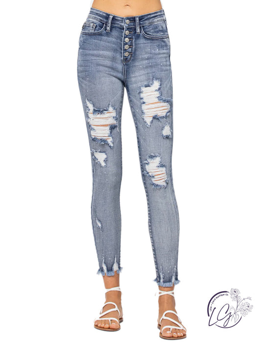 Peggy High-Rise Button Fly Skinny by Judy Blue