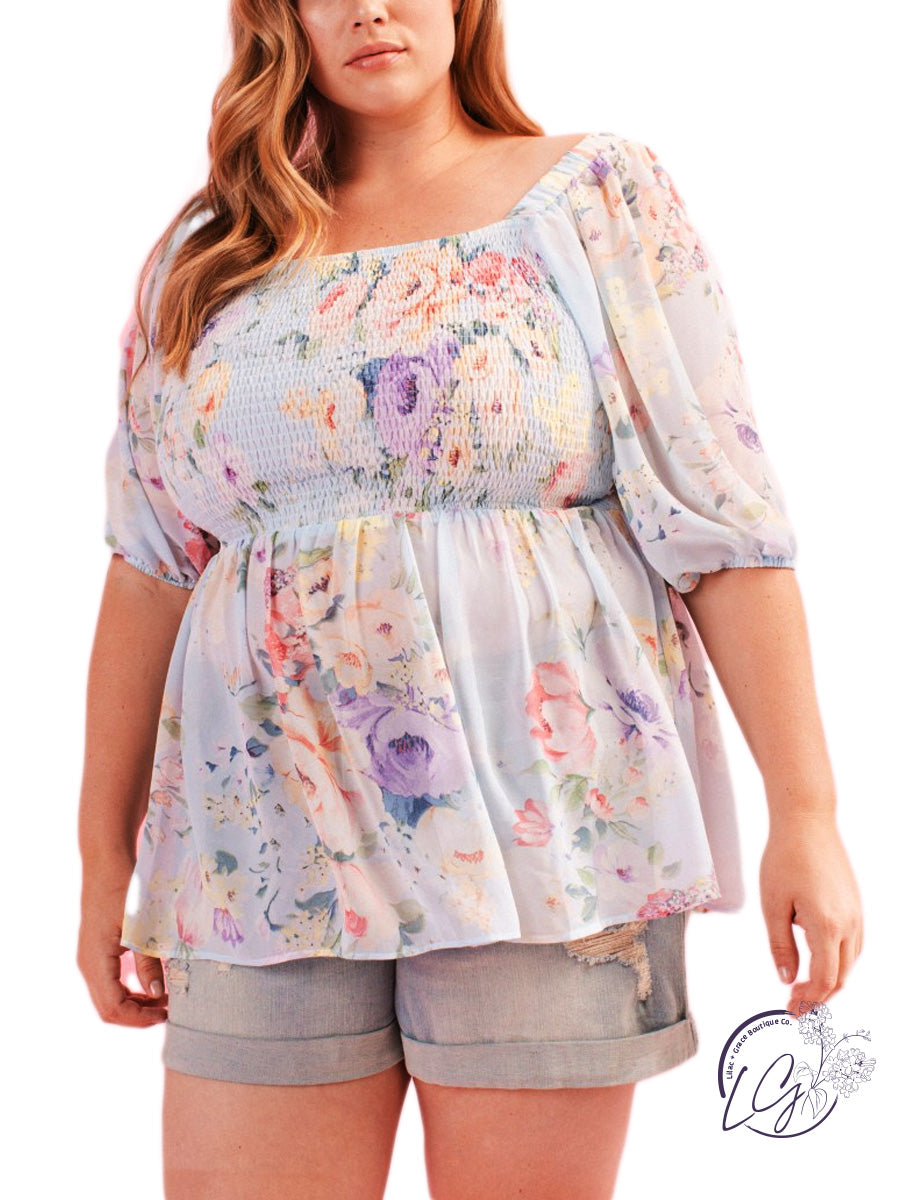 Curvy Blue Skies Blouse