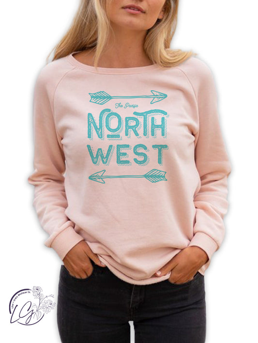 Curvy Lead Me To The Northwest Crewneck in Blush