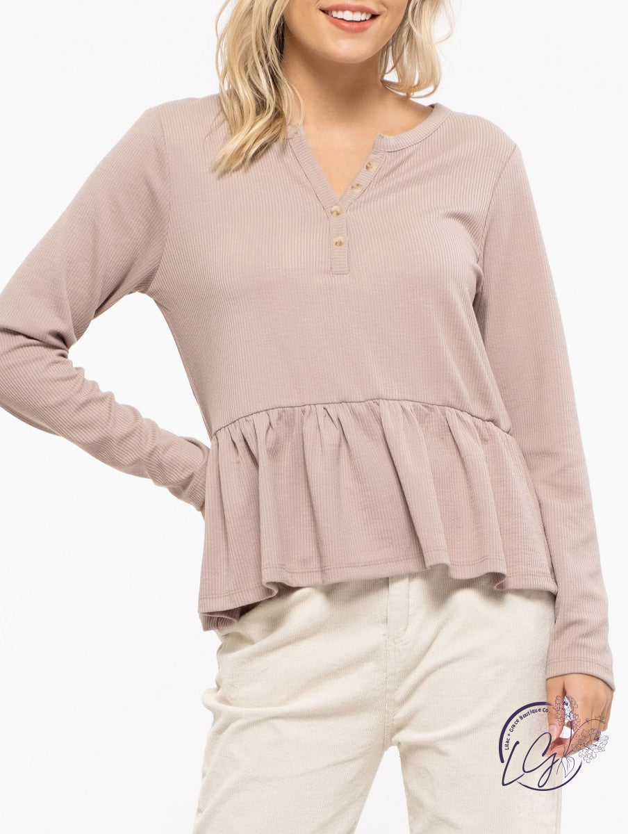 Curvy Long Sleeve Henley Top