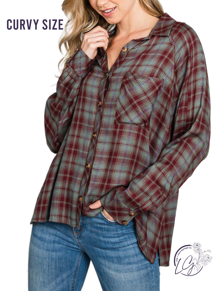 Curvy Enough Talk Oversized Flannel