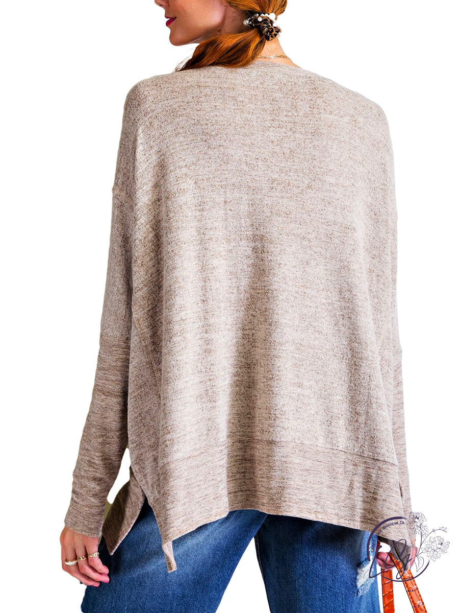 BRUSHED KNIT LOOSE FIT TOP Plus Size