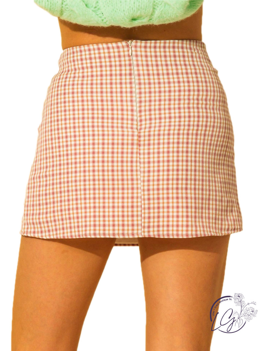 Game on plaid mini skirt