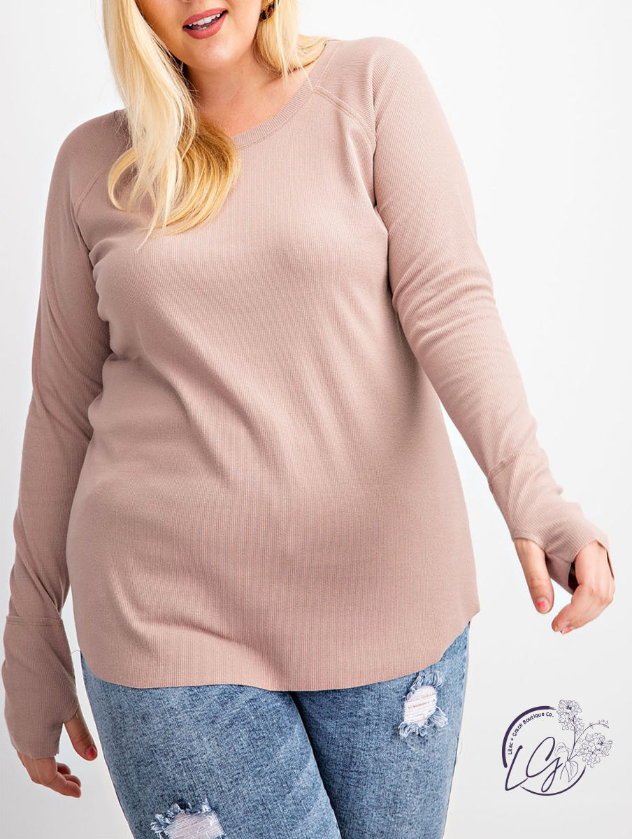 Curvy Got Ya Soft Ribbed Long Sleeve