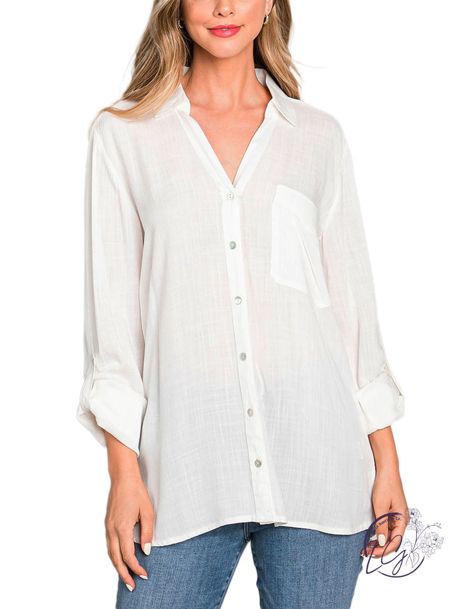 Keepin' It Casual V-Neck Button Down