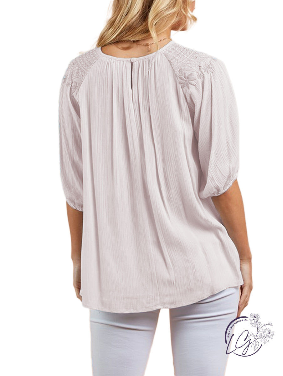 Free Spirit Embroidery Raglan Top