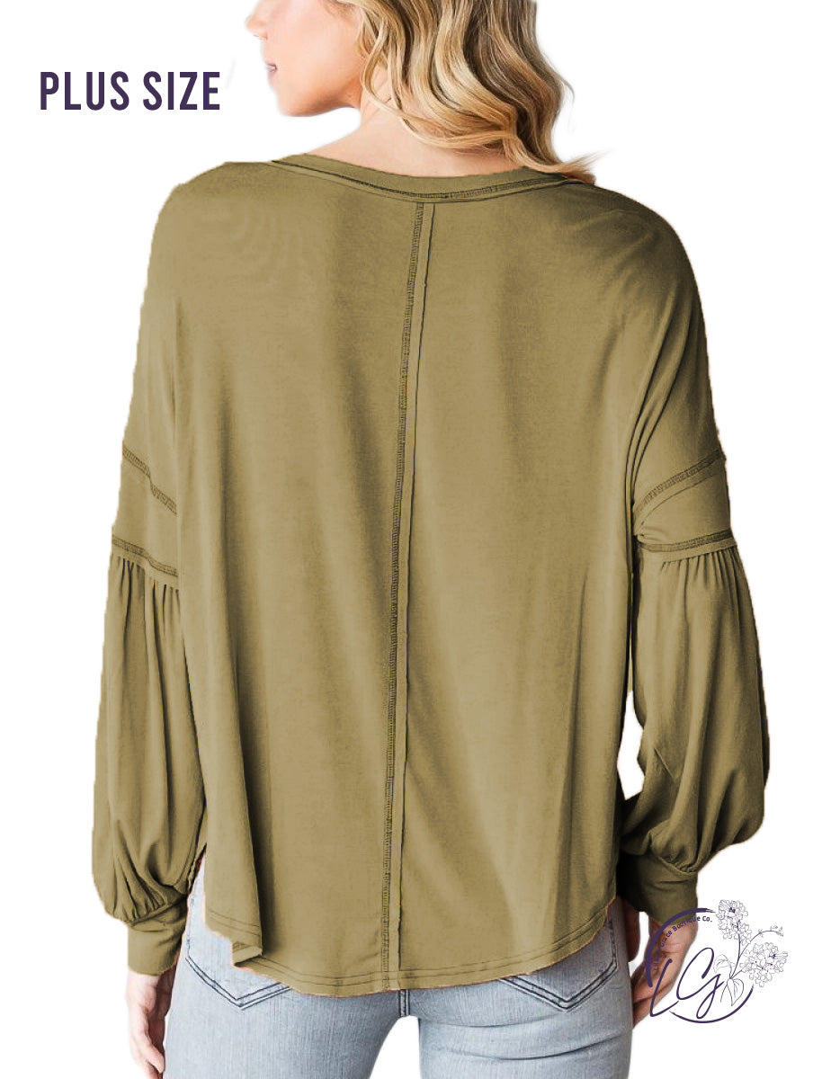 Curvy Heavenly Softness V-Neck Knit Long Sleeve