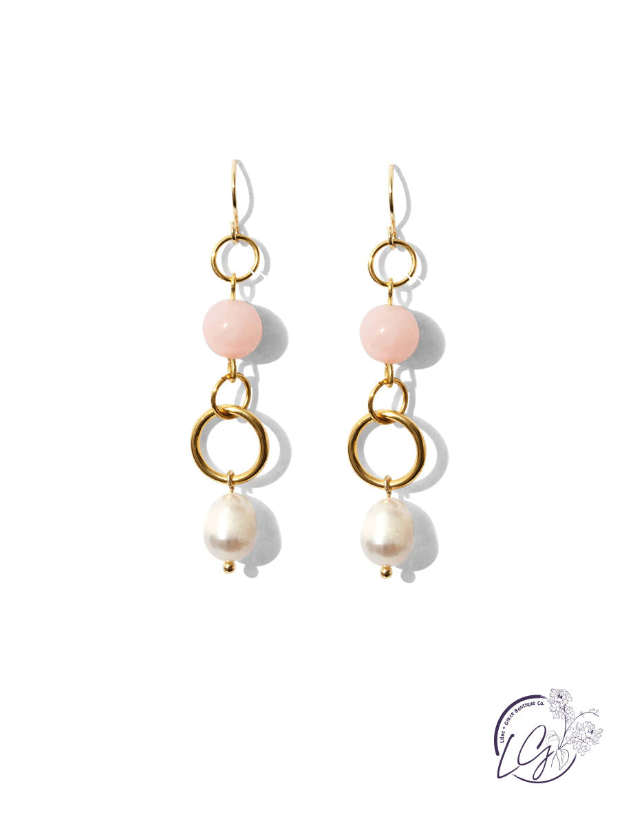 Long Pearl Earrings with Stone Accent