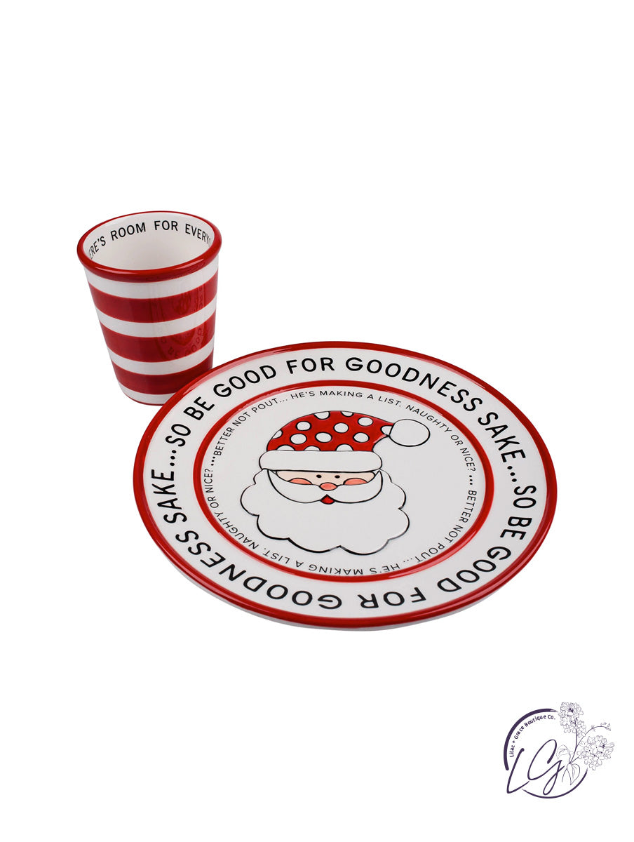 Santa Cookies and Milk Set