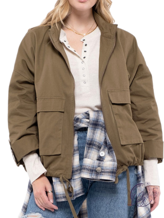 Curvy Know How Oversized Pocket Utility Jacket