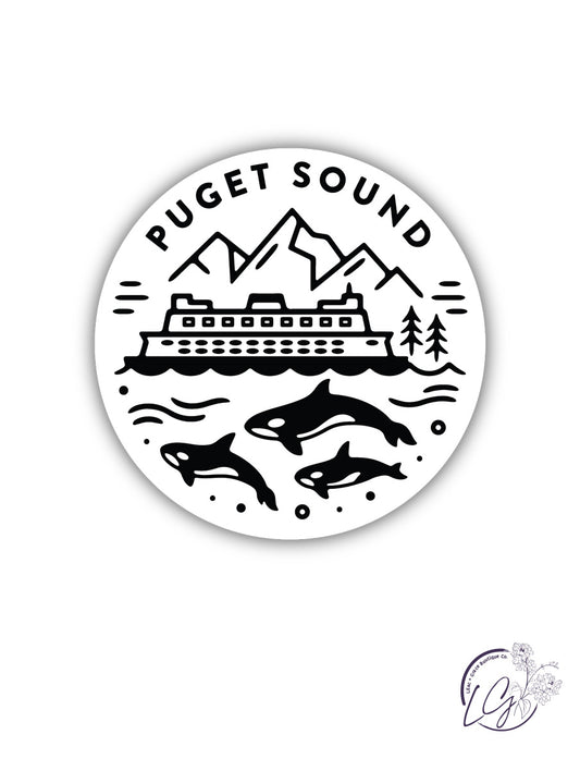 Puget Sound Ferry & Orcas Sticker