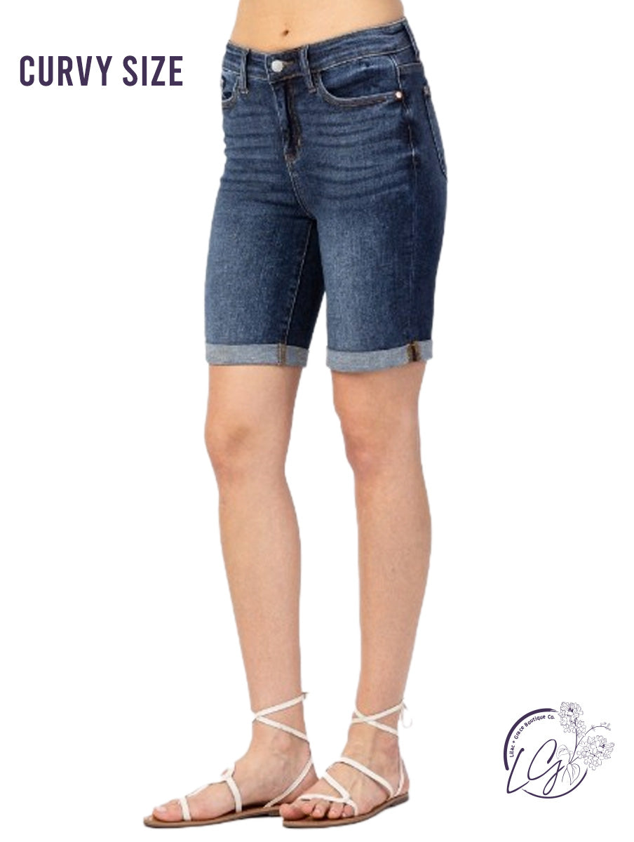 Curvy Faye High-Rise Bermuda Shorts by Judy Blue