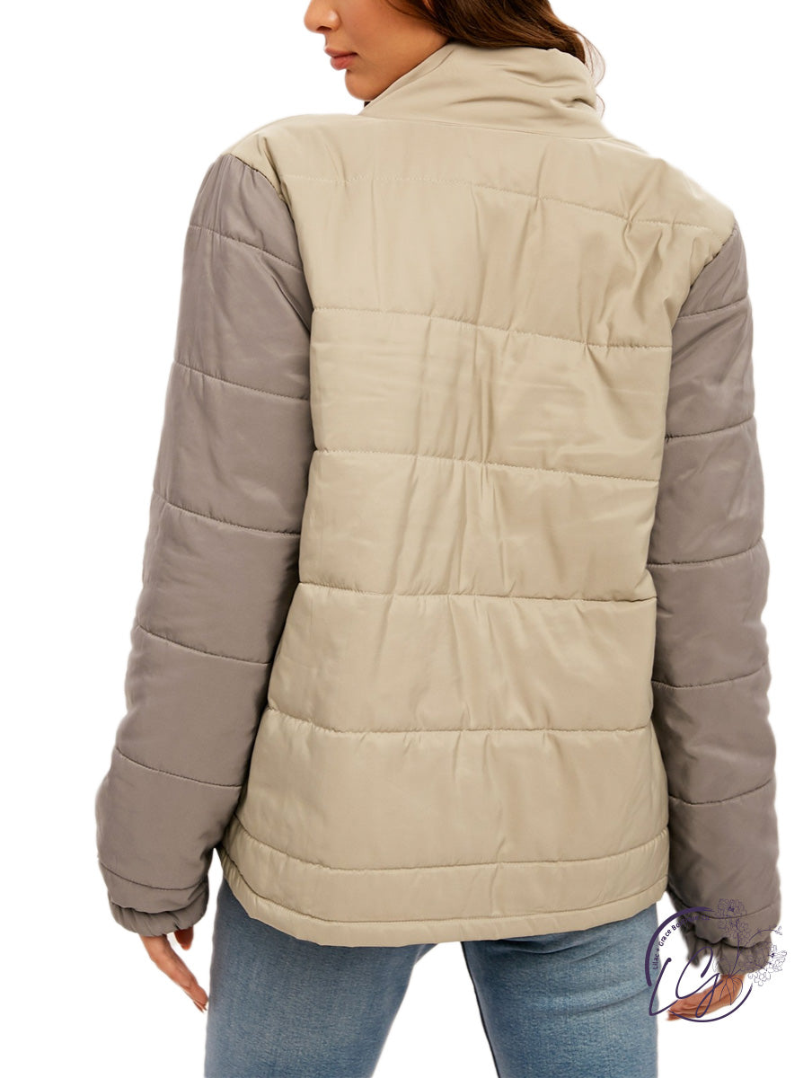 Seasons Changing Color Blocked Reversible Puffer Jacket