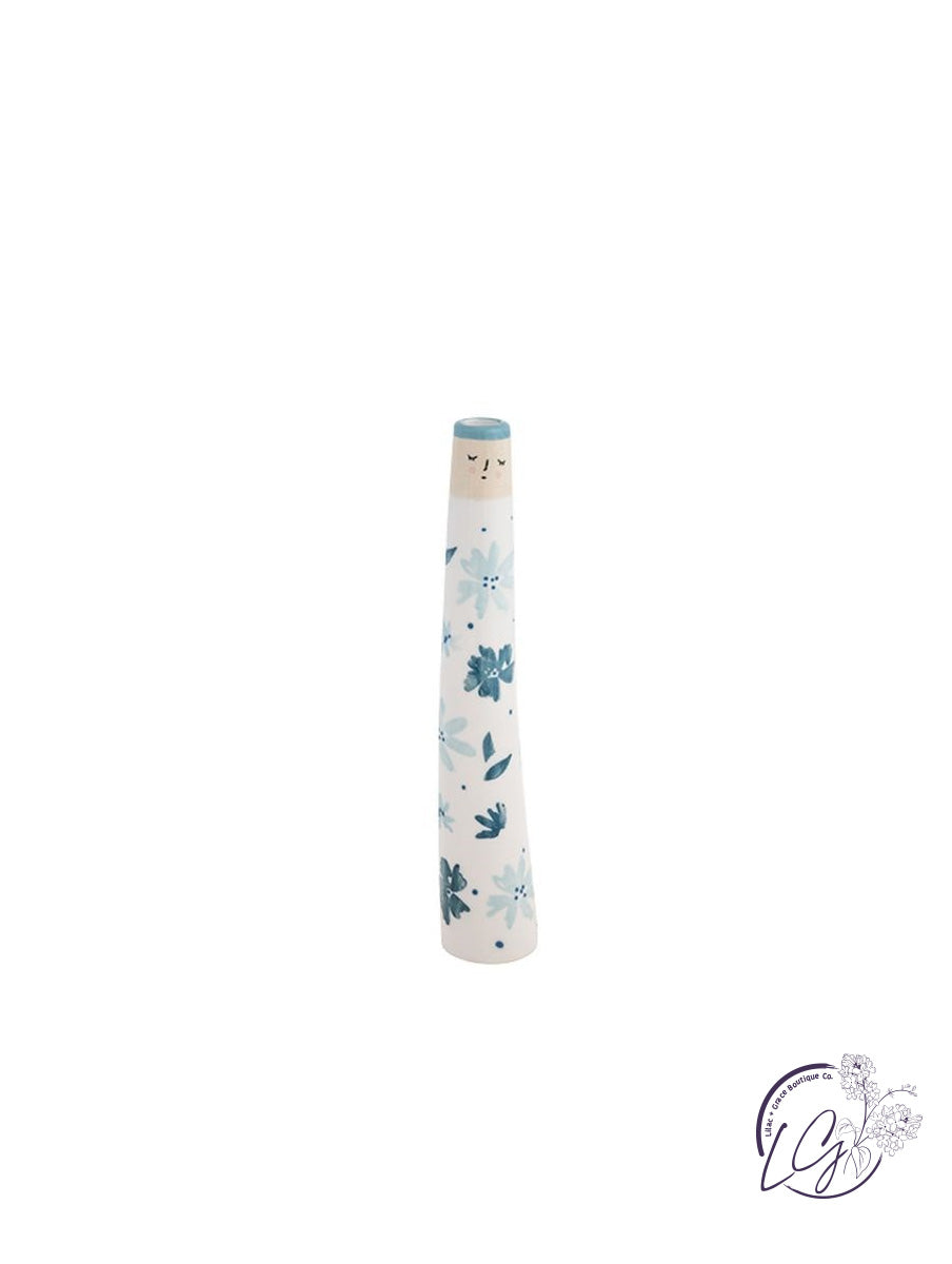 Reyna Blue Floral Bud Vase