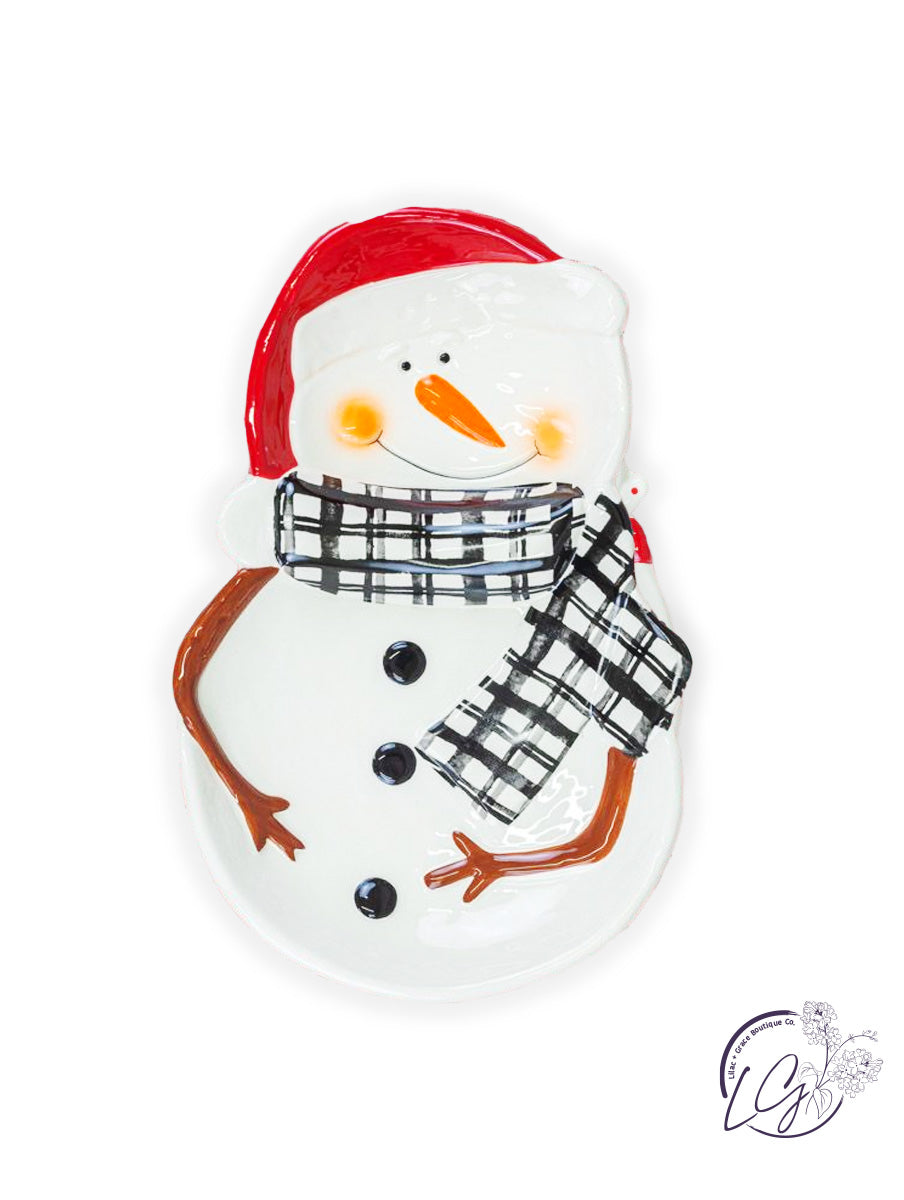 Santa Hat Snowman Divided Plate