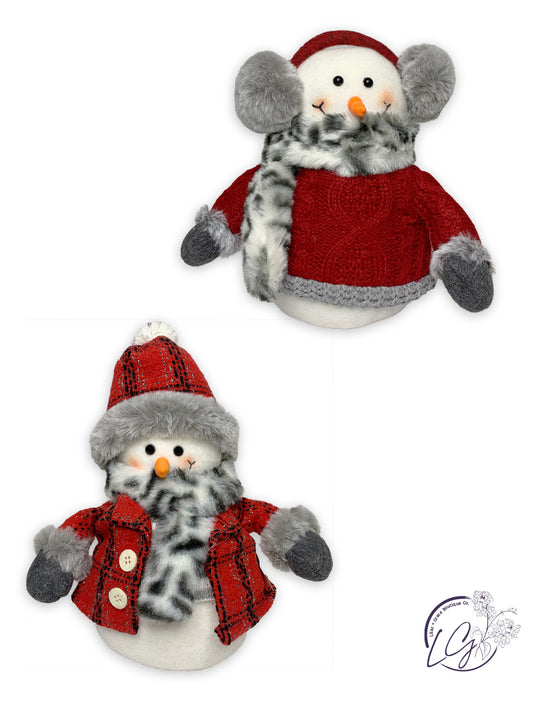 Faux Fur Scarf Snowman Tabletop