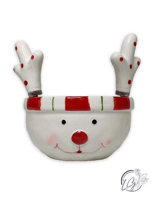 Holly Hat Reindeer Dish W/Spreader