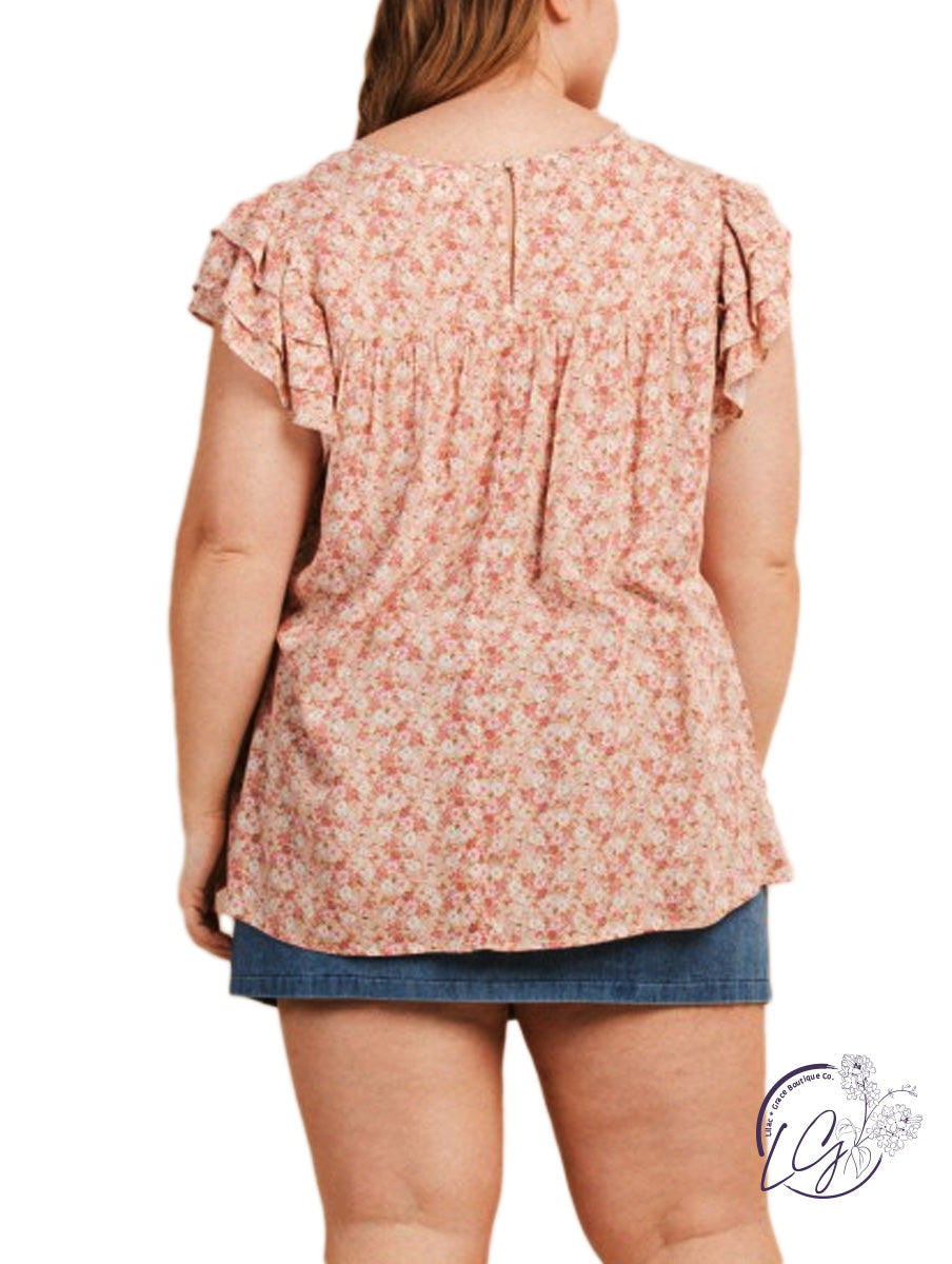 Curvy Floral Printed Woven Top