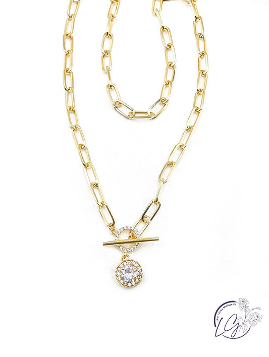 Drop Crystal Toggle Necklace