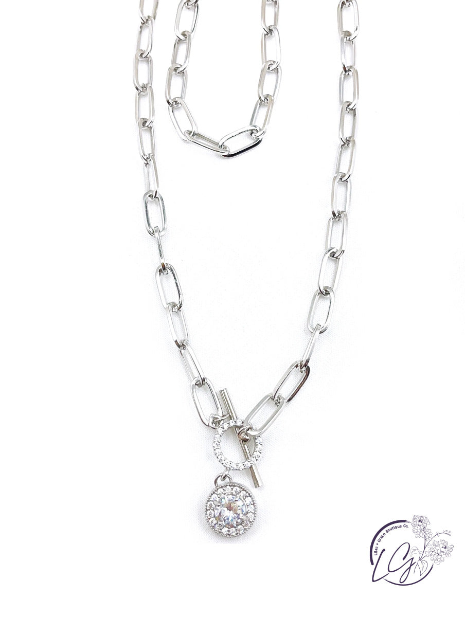 Drop Crystal Toggle Necklace